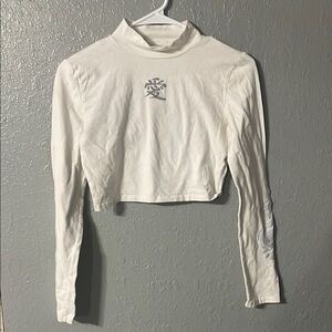 White Long Sleeve Turtleneck Top Crop Top